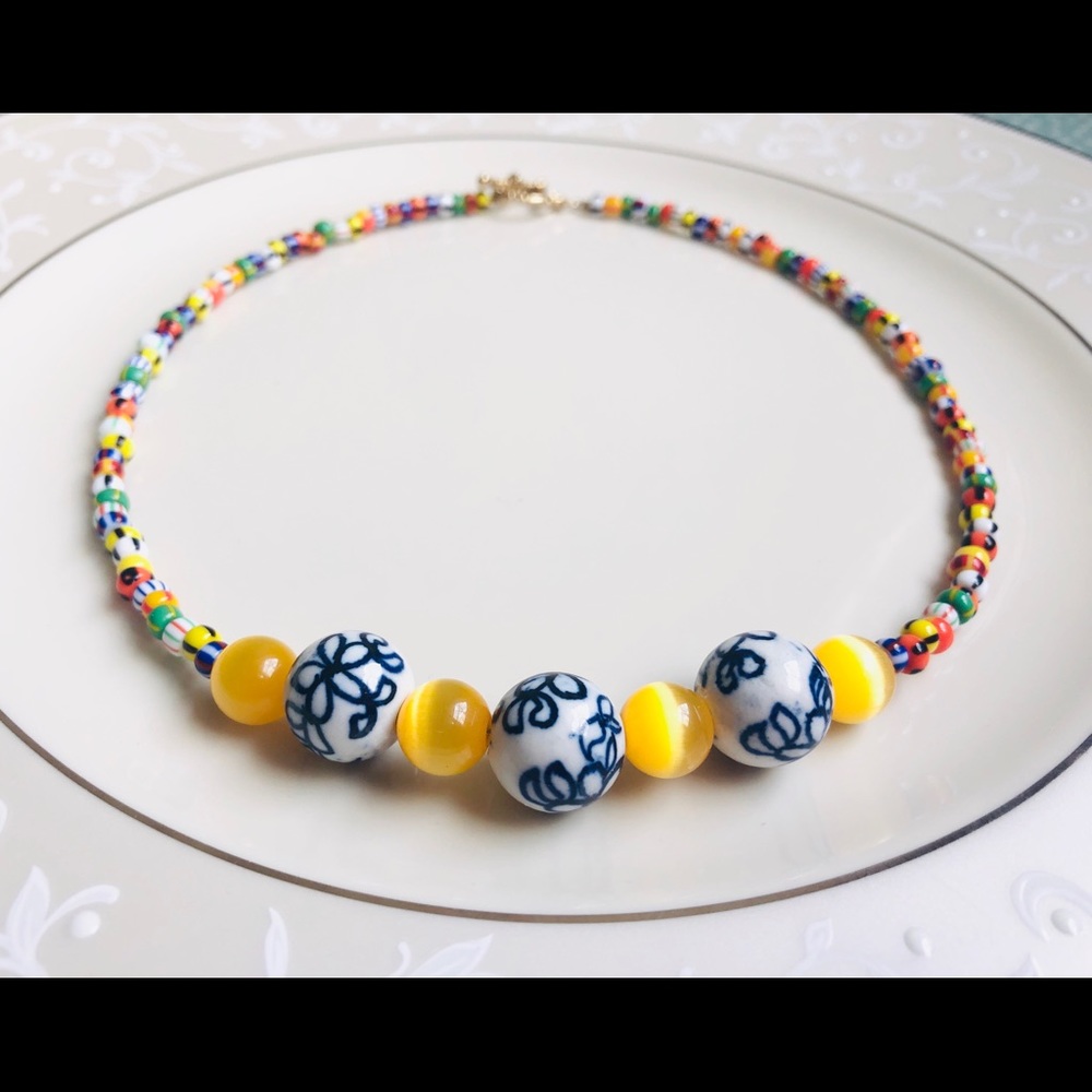 Painted Mexican beaded necklace